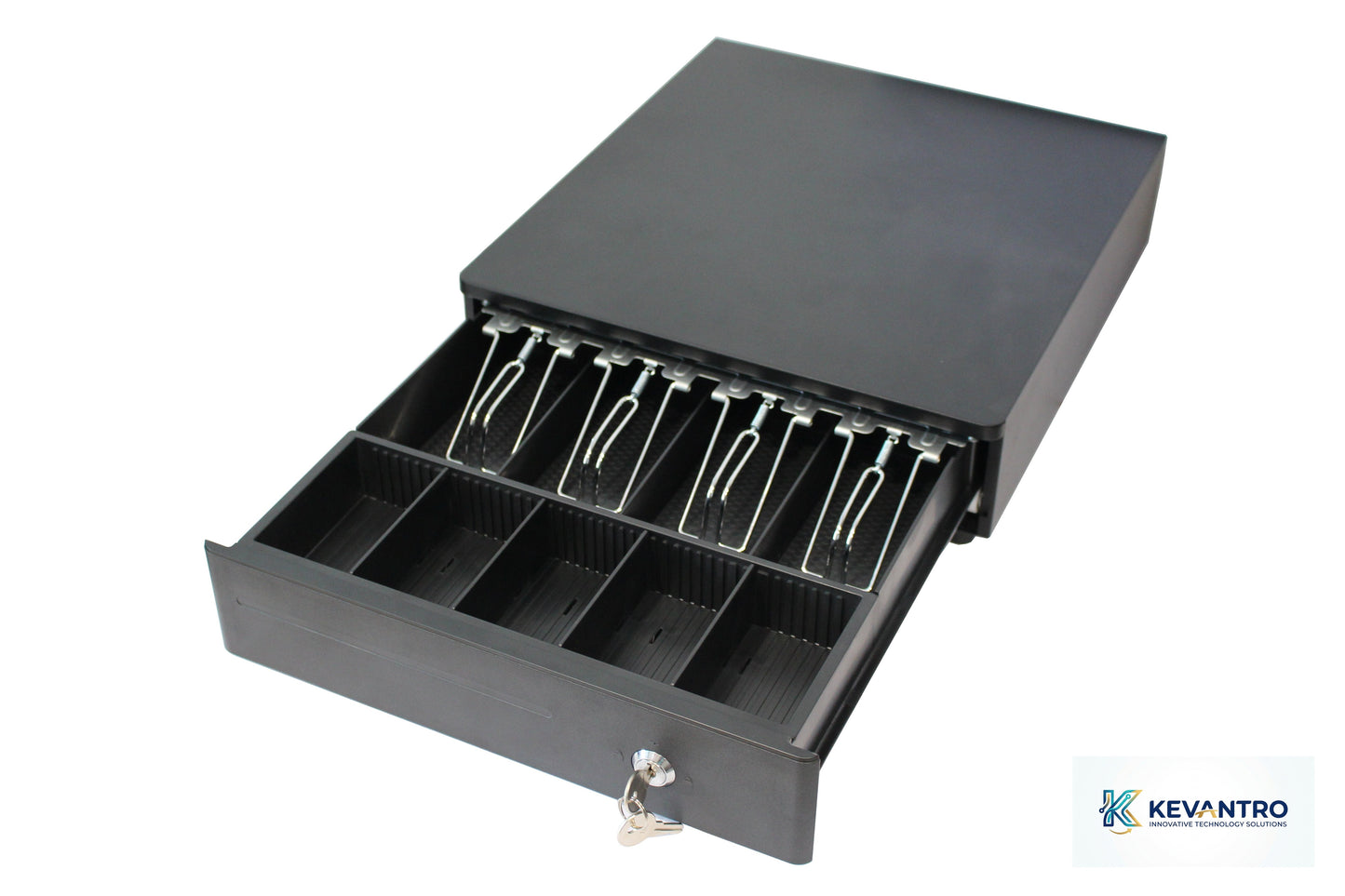 Kevantro KEVCASH-335R | Electronic Metal Cash Drawer | RJ11/RJ12 | 4 Bill 5/8 Coin | 3-Position Lock | Compatible with All EPOS Receipt Printers | Retail & Hospitality