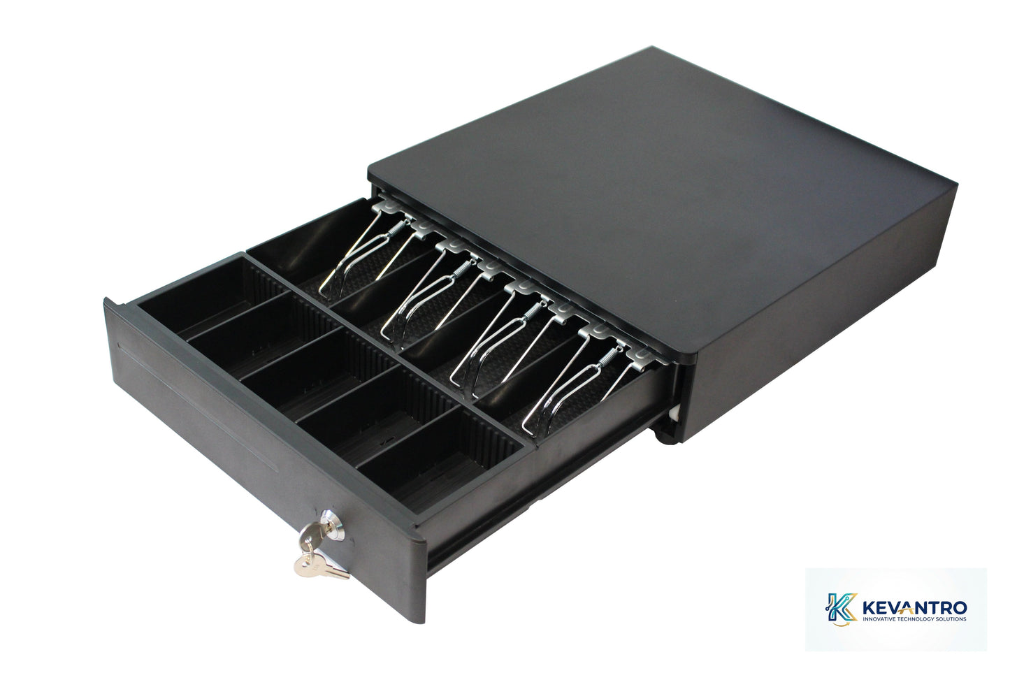 Kevantro KEVCASH-335R | Electronic Metal Cash Drawer | RJ11/RJ12 | 4 Bill 5/8 Coin | 3-Position Lock | Compatible with All EPOS Receipt Printers | Retail & Hospitality
