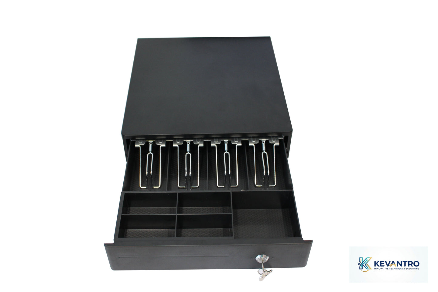 Kevantro KEVCASH-335R | Electronic Metal Cash Drawer | RJ11/RJ12 | 4 Bill 5/8 Coin | 3-Position Lock | Compatible with All EPOS Receipt Printers | Retail & Hospitality