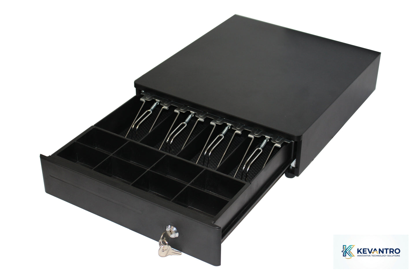 Kevantro KEVCASH-335R | Electronic Metal Cash Drawer | RJ11/RJ12 | 4 Bill 5/8 Coin | 3-Position Lock | Compatible with All EPOS Receipt Printers | Retail & Hospitality
