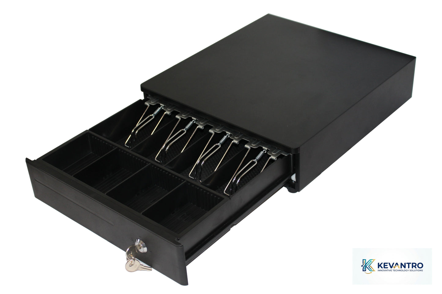 Kevantro KEVCASH-335R | Electronic Metal Cash Drawer | RJ11/RJ12 | 4 Bill 5/8 Coin | 3-Position Lock | Compatible with All EPOS Receipt Printers | Retail & Hospitality