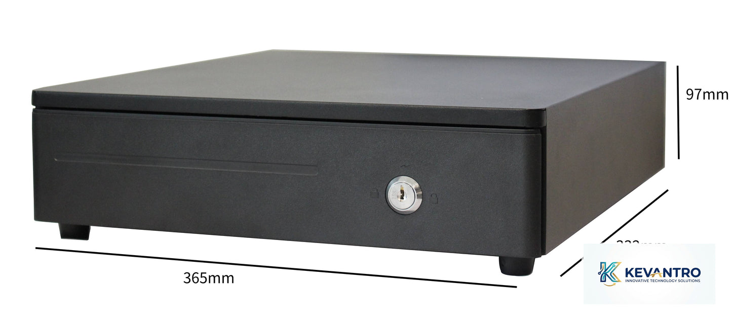 Kevantro KEVCASH-335R | Electronic Metal Cash Drawer | RJ11/RJ12 | 4 Bill 5/8 Coin | 3-Position Lock | Compatible with All EPOS Receipt Printers | Retail & Hospitality
