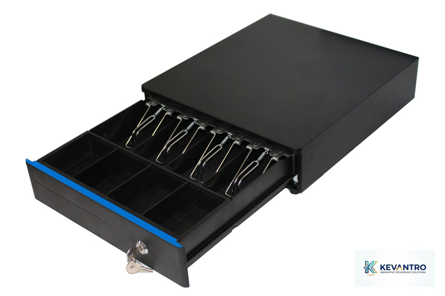 Kevantro KEVCASH-335R | Electronic Metal Cash Drawer | RJ11/RJ12 | 4 Bill 5/8 Coin | 3-Position Lock | Compatible with All EPOS Receipt Printers | Retail & Hospitality
