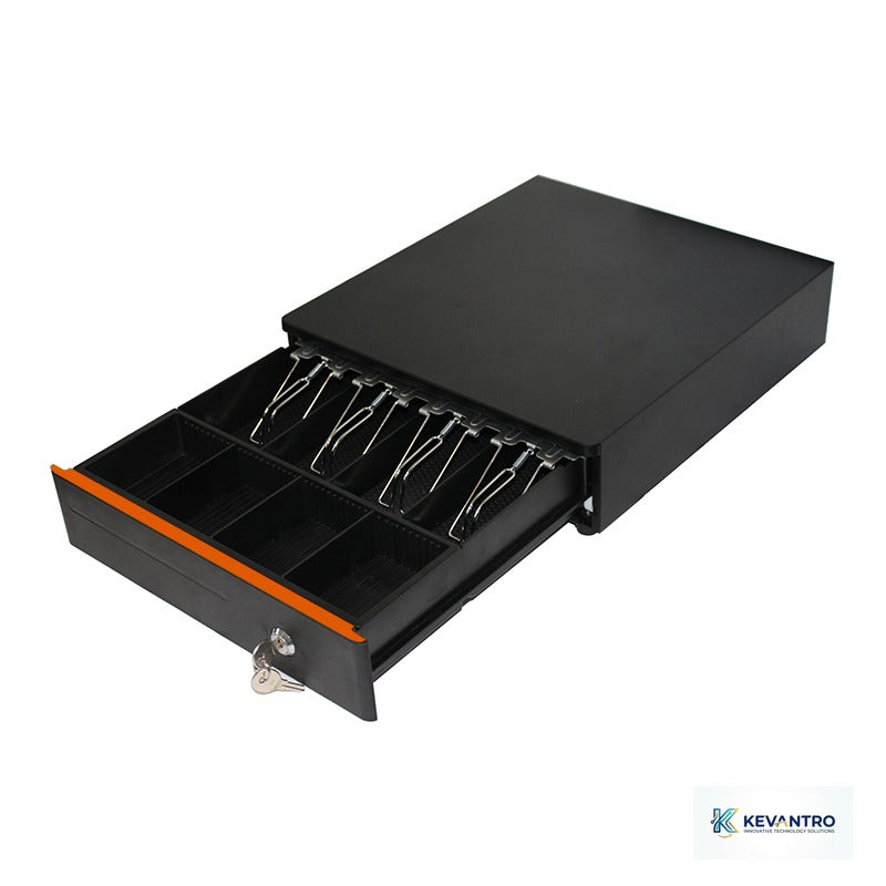 Kevantro KEVCASH-335R | Electronic Metal Cash Drawer | RJ11/RJ12 | 4 Bill 5/8 Coin | 3-Position Lock | Compatible with All EPOS Receipt Printers | Retail & Hospitality